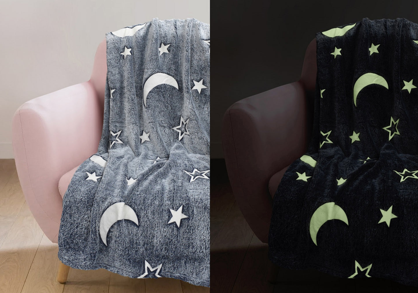 Glow in the dark teddy fleece duvet set & blanket