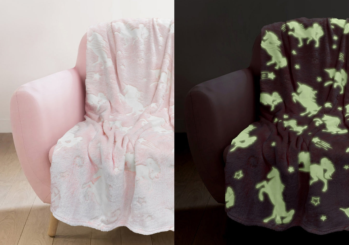 Glow in the dark teddy fleece duvet set & blanket