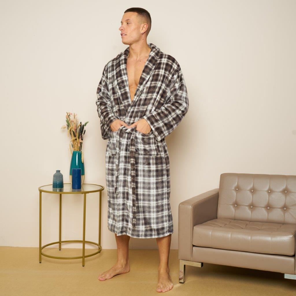 Mens Flannel Bathrobes (Wiber Tartan Check)