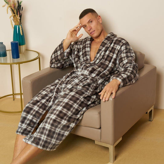 Mens Flannel Bathrobes (Wiber Tartan Check)