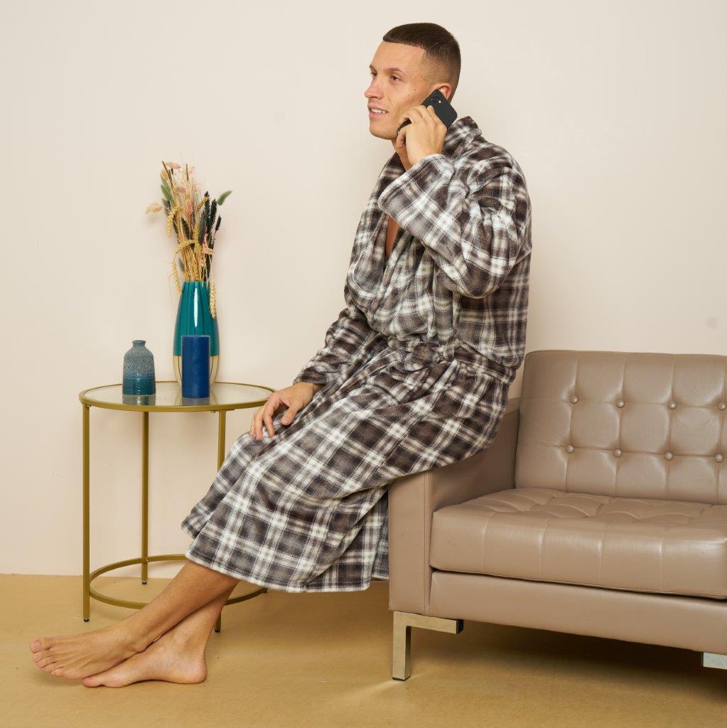 Mens Flannel Bathrobes (Wiber Tartan Check)