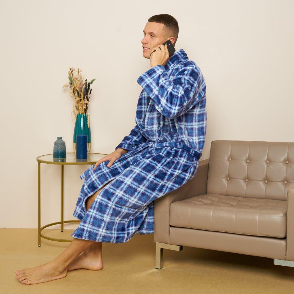Mens Flannel Bathrobes (Wiber Tartan Check)