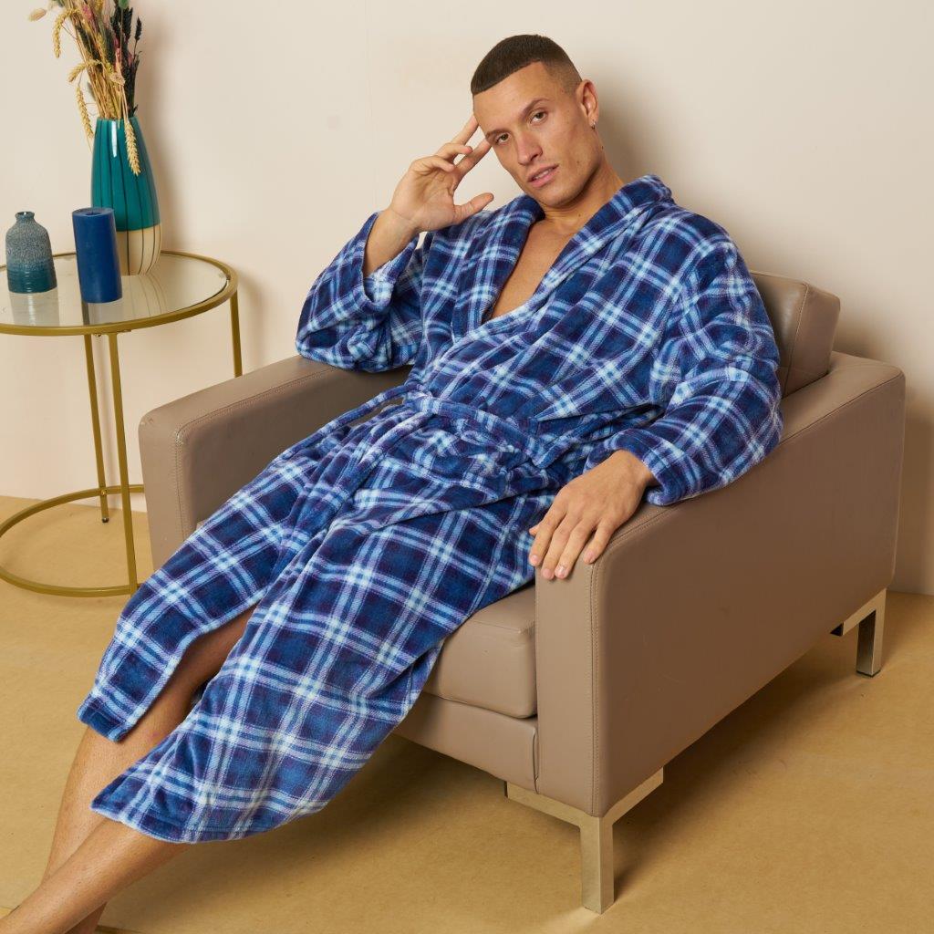 Mens Flannel Bathrobes (Wiber Tartan Check)
