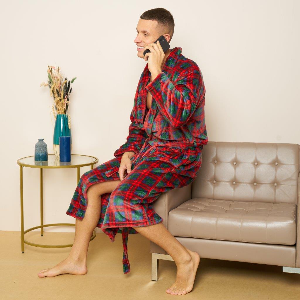 Mens Flannel Bathrobes (Wiber Tartan Check)