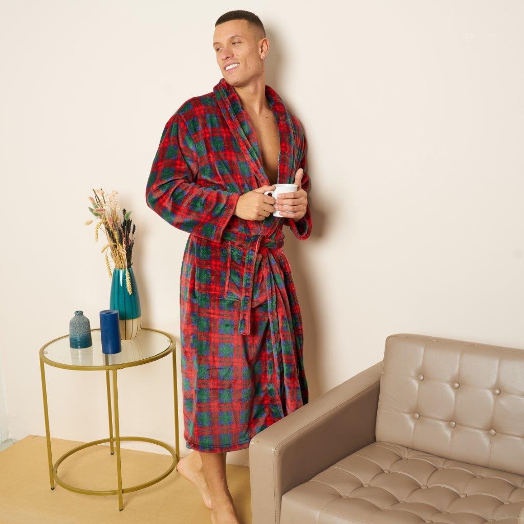 Mens Flannel Bathrobes (Wiber Tartan Check)