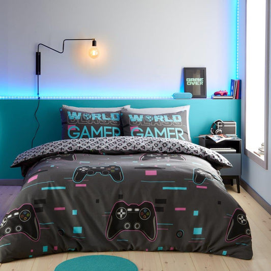 World_Class_Gamer_Pattern Reversible Duvet Set