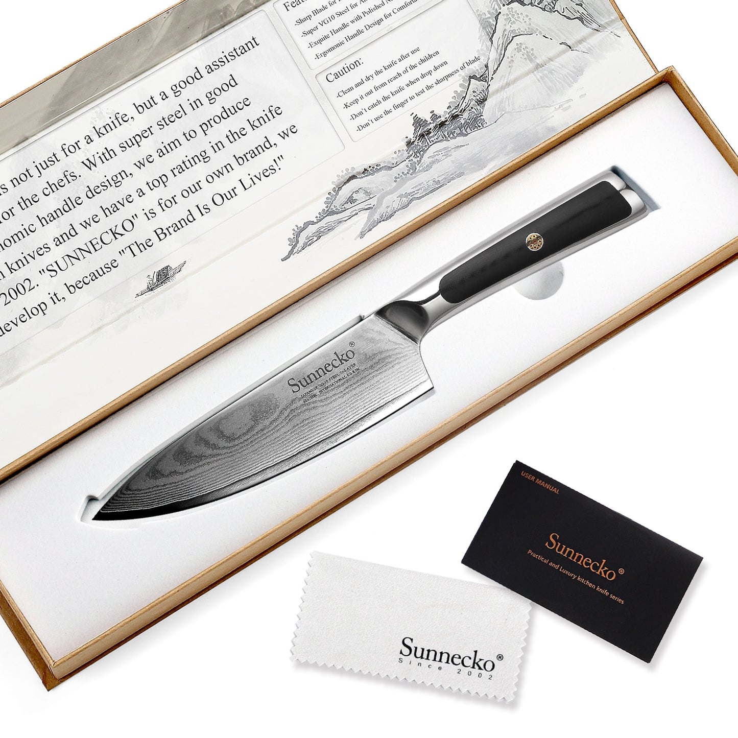 SUNNECKO 6.5" Damascus Steel Chef's Knife Japanese