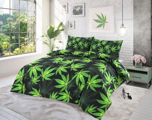 Cannabis leaf duvet set