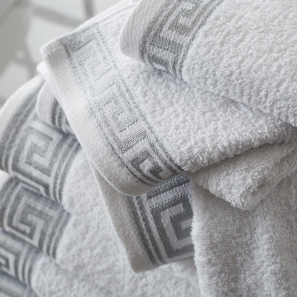 Greek key top hand towels