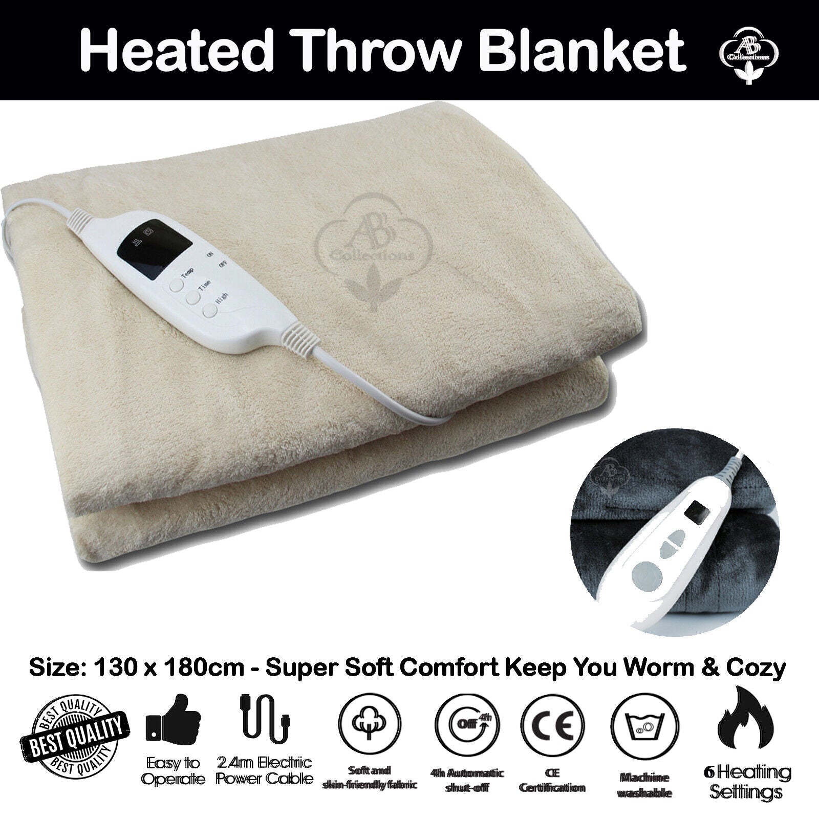 Heated throw blanket The Egyptian Cotton